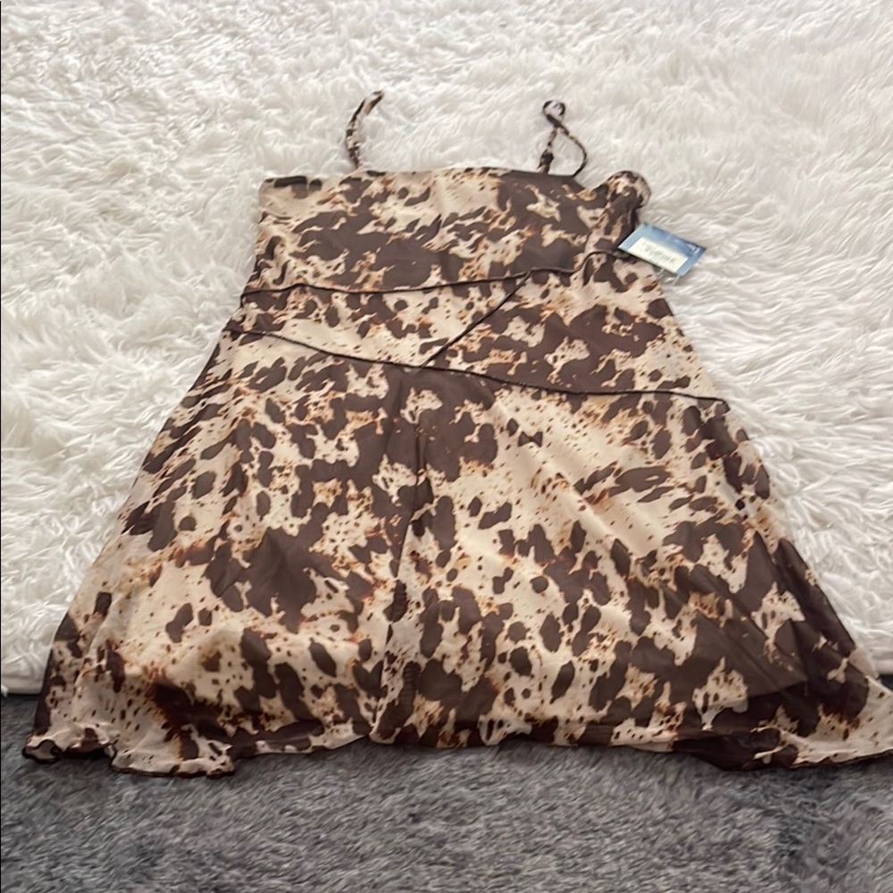 Arizona Jean Company Cream and Brown Spaghetti Strap Maxi Dress